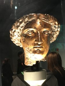Head of Roman Goddess Sulis Minerva from the Temple Courtyard of the Roman Baths at Bath
